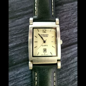 Rare Hinged Lug Embassy Gruen Date Vintage Men's Tank Watch