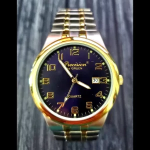 Rare Gruen Precision 2 Tone Gold Mens Dress Watch New Battery