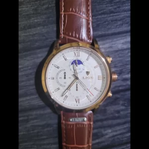 Vintage NOS Lige Mens Chronograph Moon Phase Watch L8932