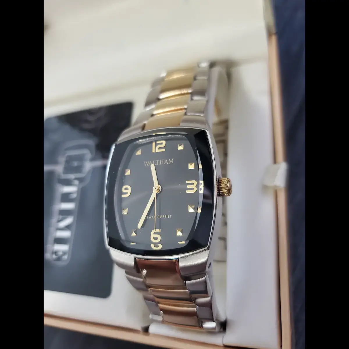 Retro Vintage Waltham 2 Tone 80's Faceted Crystal Men's Watch Nib - Image 5