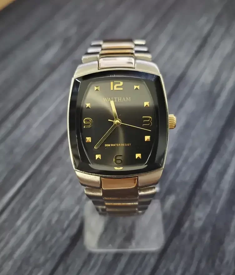 Retro Vintage Waltham 2 Tone 80's Faceted Crystal Men's Watch Nib