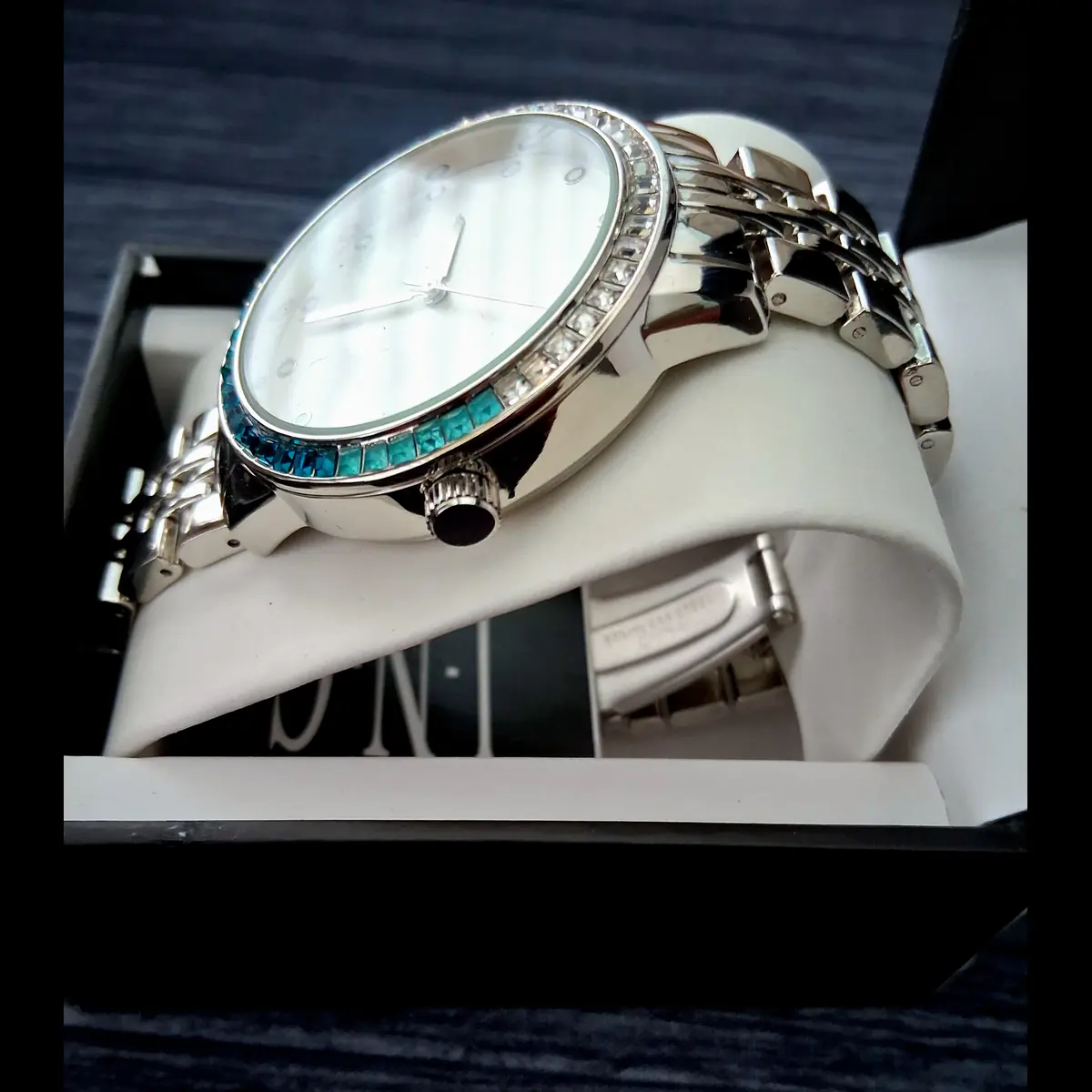 Rare Aquamarine Baguette Bezel Mens Dress Watch Singapore - Image 4