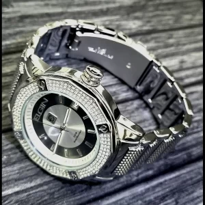 Rare Diamond Paved Bezel Mens Watch Elgin Authorized Dealer