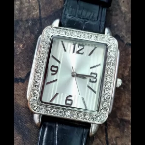 Vintage FMDN Manhattan Gruen Satin Gem Bezel Dress Watch