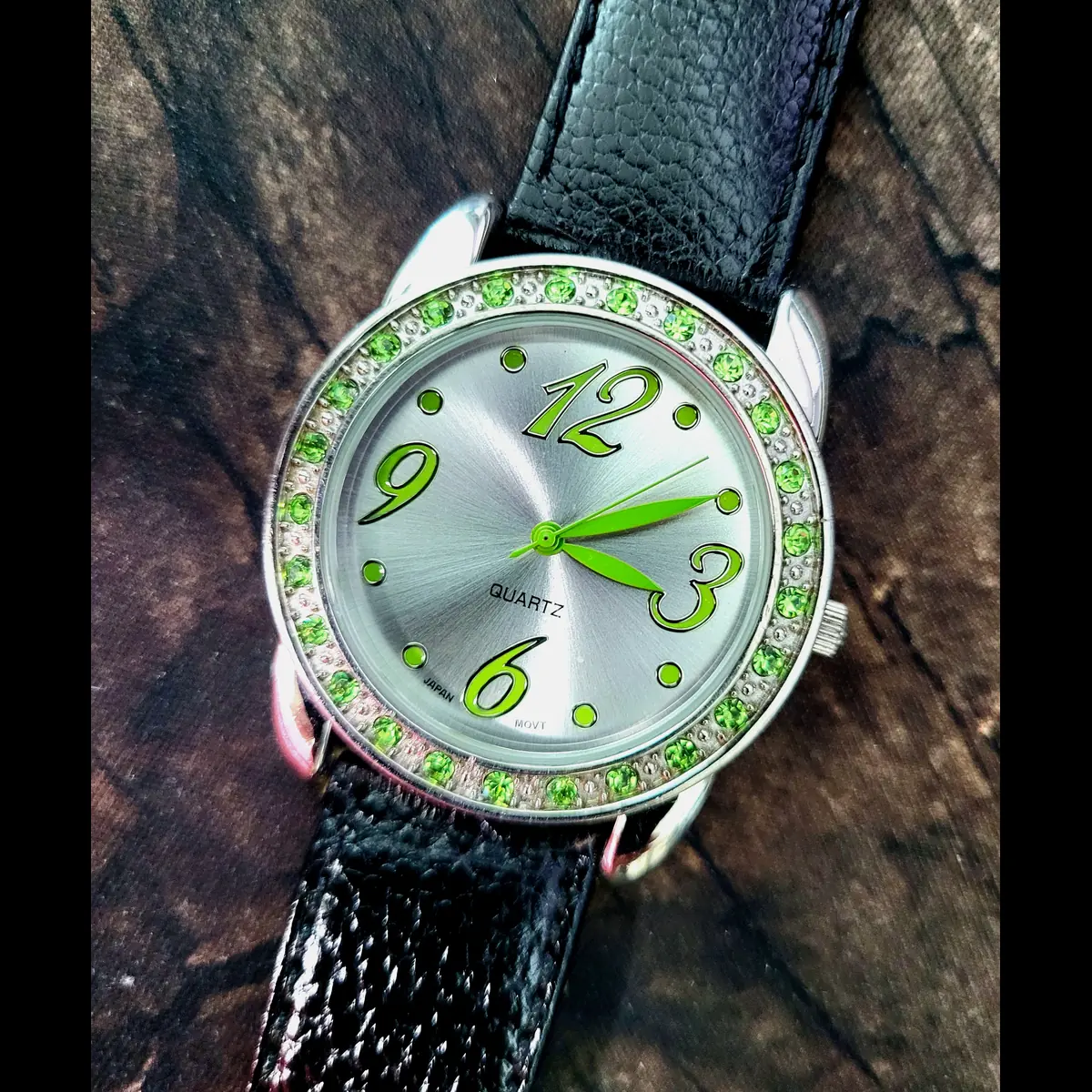 Rare Emerald Diamond Paved Bezel FSC Gruen Satin Dial Watch