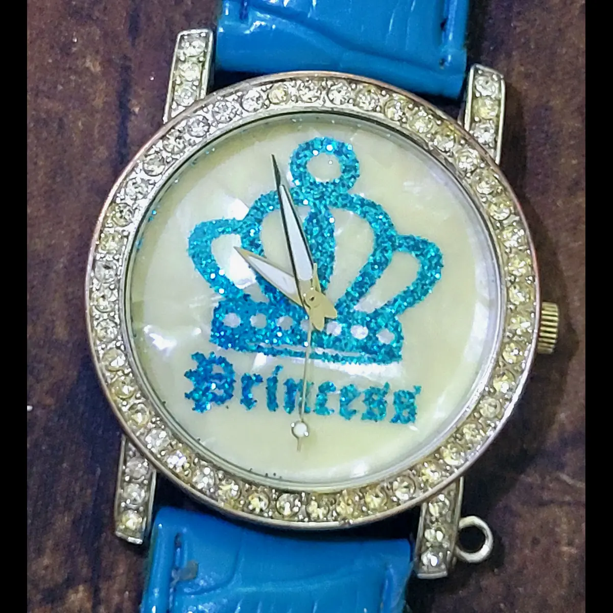 Vintage Authentic Princess MOP Dial Gem Bezel Womens Watch