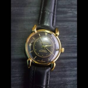 Rare Manual Roamer Brevete Swiss Mens Watch Gld Blk Blk