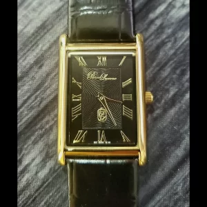 Authentic Pierre Lucerne Seiko Y120 Black SQ Mens Tank Dress Watch