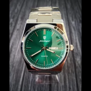 Vintage Swiss Design Green Satin Dial Poedagar Mens Watch