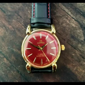 Vintage Roamer Brevete Swiss Mens Manual Watch Red Teaked Dial